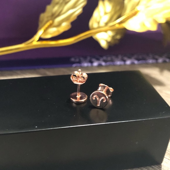 Sterling Silver ARIES Earrings Rose Gold plated - Picture 2 of 5
